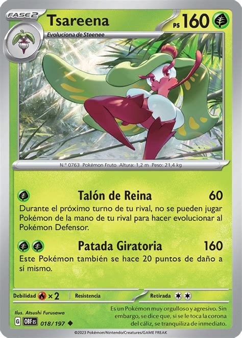 Tsareena Llamas Obsidianas Tcg Wikidex La Enciclopedia Pokémon