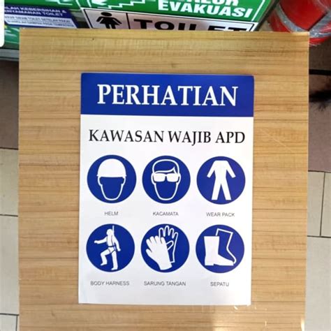 Jual SIGN STICKER K3 RAMBU SAFETY WAJIB APD UK 30X40CM Shopee Indonesia