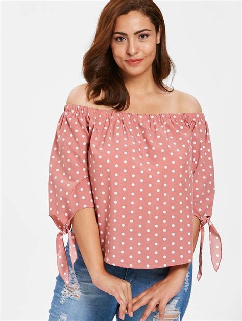 Plus Size Off Shoulder Polka Dot Blouse Plus Size Blouses Fashion