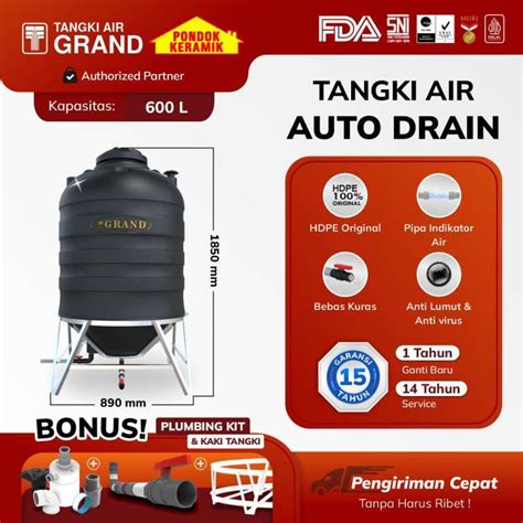 Jual Tangki Toren Tandon Air Auto Drain 600 Liter Bebas Kuras Di Seller