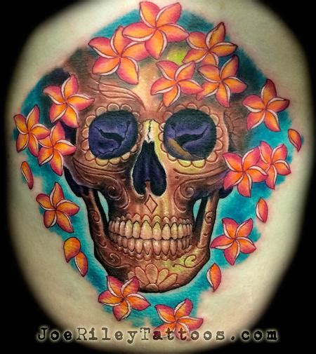 Skull And Flowers Tattoo By Joe Riley Tattoonow