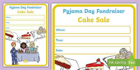 Free Pyjama Day Cake Sale Display Poster F 2 Resource