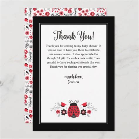 Cute Red Ladybug Thank You Card Zazzle