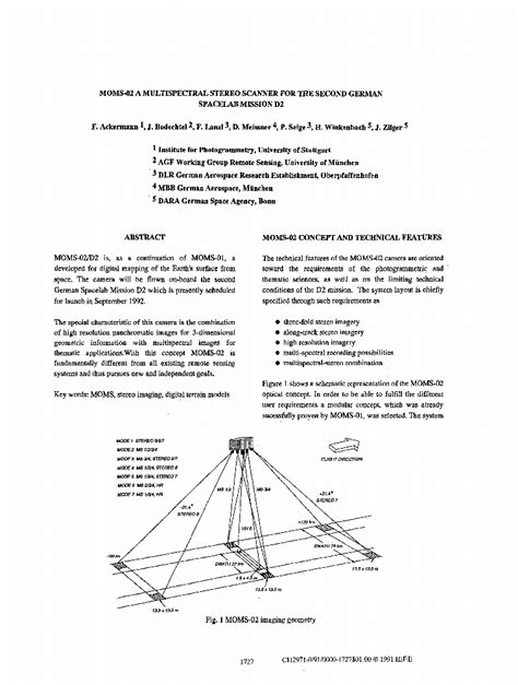 Moms 02 A Multispectral Stereo Scanner For The Second German Spacelab
