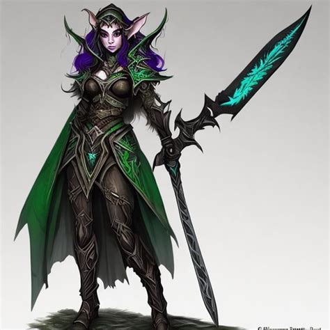 Female Shadar Kai Elf Glaive Hexblade Warlock Hig