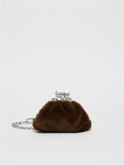 Max Mara Fluffy Fabric Nano Pasticcino Bag In Brown Modesens