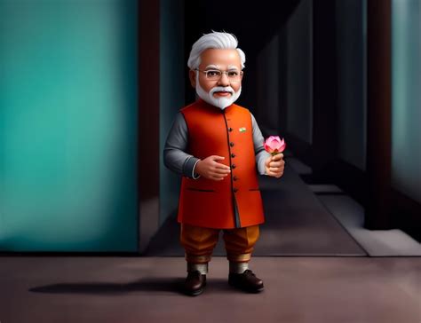 Narendra Modi Una Caricatura En 3d Del Primer Ministro De La India En