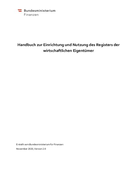 Fillable Online Handbuch Zur Einrichtung Und Nutzung Des Registers Der