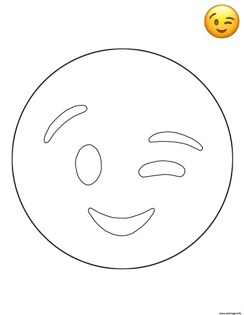 Coloriage Emoji Wink Smiley JeColorie