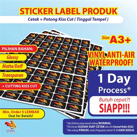 Jual Cetak Stiker Vinyl Waterproof Cutting Stiker Kemasan Makanan Cetak Stiker Online