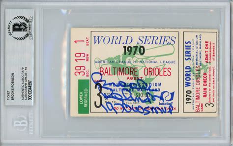 Brooks Robinson Autographed 1970 World Series Ticket Game 3 MVP BAS Slab – Denver Autographs