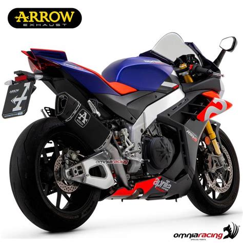 Arrow Pista Black Titanium Exhaust Slip On Racing For Aprilia Rsv4