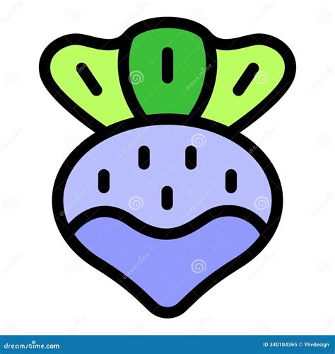 Fresh Turnip Vegetable Showing Green Leaves Illustration Stock