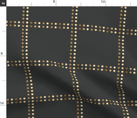 Gold Rivet Graphite Gold Rivets Charcoal Fabric Spoonflower