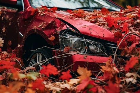 Premium Photo Damaged Car After Road Accident