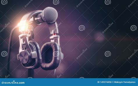 Microphone and Headphones..Audio, Music, Multimedia Background Stock ...