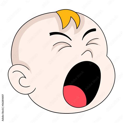 Emoticon Baby Boy Head Opening Mouth Yawning Sleepy Stock Vector