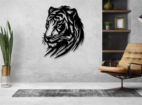 Tiger Svg Dxf Png Files Laser Cut File Tiger Face Wall Art Vinyl For Cnc Laser Plasma Cricut