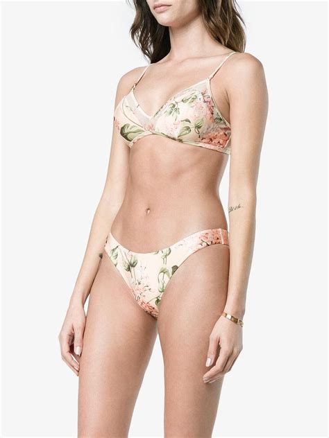 Zimmermann Prima Hydrangea Floral Print Bikini In Yellow ModeSens