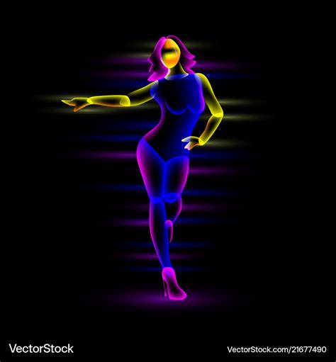 Neon Night Dance Girl Royalty Free Vector Image