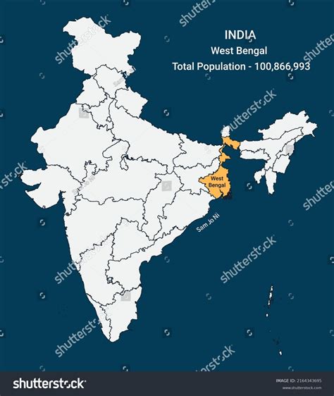 West Bengal State Location Population India Stock Vector (Royalty Free ...