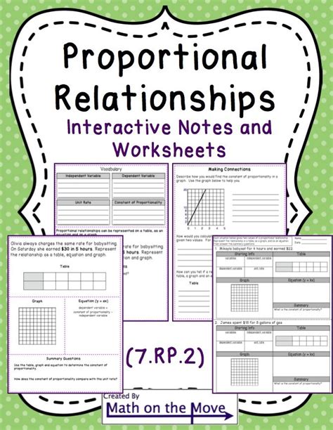 Proportional Relationship Worksheets Grade 7