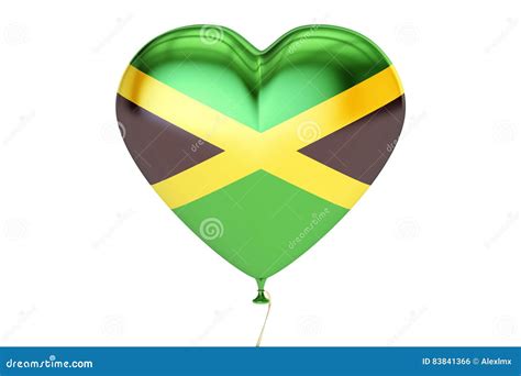 Balloon With Jamaica Flag In The Shape Of Heart 3D Rendering Stock