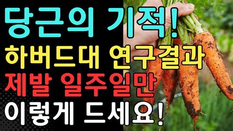 하버드대 연구 결과 당근을 이렇게 이것과 일주일만 먹어보세요 눈이 맑아 지고 치매 예방에 염증까지 싹 사라집니다 당근