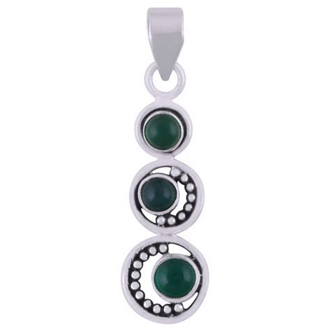 Stunning Multiple Gemstones Around Green Onyx Round Shape Sterling