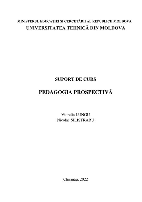 PDF Pedagogia prospectivă Suport de curs