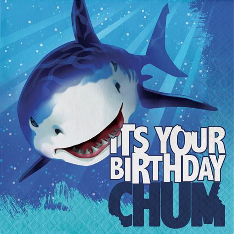 3 Ply Lunch Napkins Happy Birthday Shark Splashpack Of 16 Ea Walmart