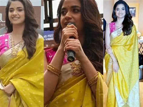 Keerthy Suresh Stuns In A Yellow Kanchi Pattu Saree 1 Fashionworldhub