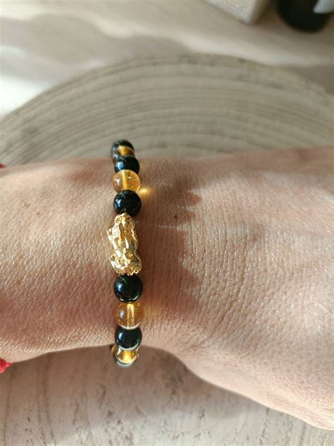 Obsidian Citrine And Pi Xiu Feng Shui Prosperity Bracelet Wealth And