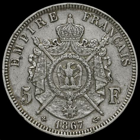 France 1867 Napoleon Iii Silver 5 Francs