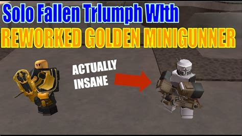 Solo Fallen Triumph With Reworked Golden Minigunner Roblox Tower