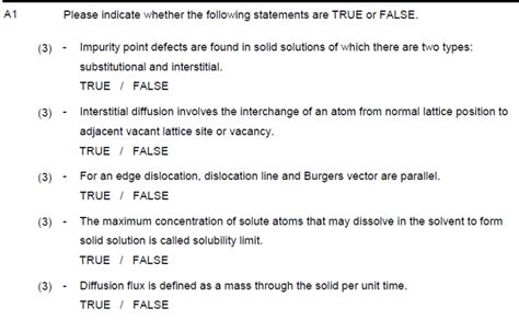 Solved Indicate Whether The Following Statements Are TRUE Or Chegg