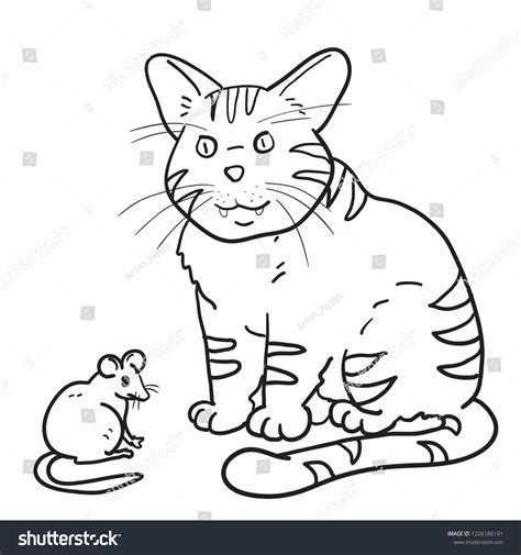 Rat Cat Cartoon Outline Drawn Stock Vector (Royalty Free) 1226186191 ...