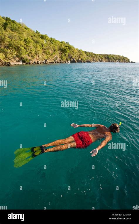 Snorkeling in Christmas Cove St Thomas US Virgin Islands Stock Photo ...