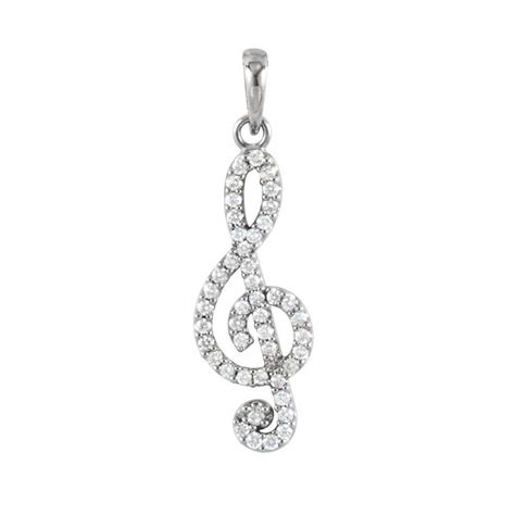 Sterling Silver Treble Clef Musical Note Necklace By Diamond Affair