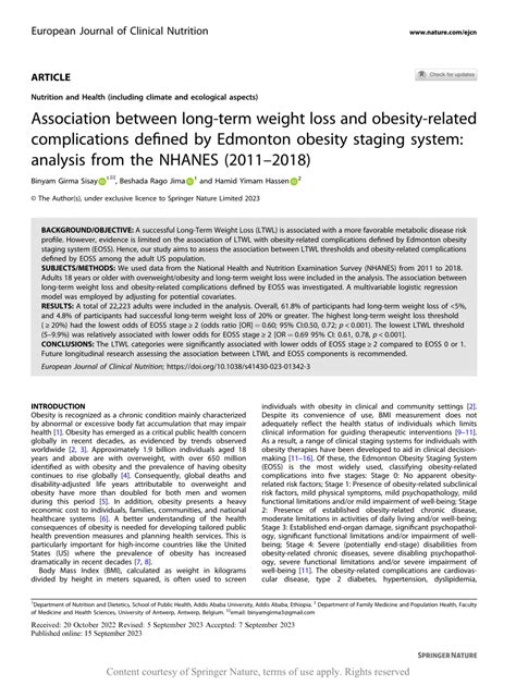 Association Between Long Term Weight Loss And Obesity Related