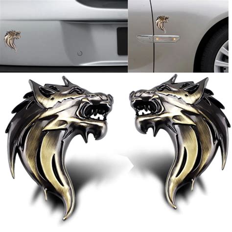 1 peça 3d adesivos de carro legal lobo logotipo metal lobo emblema