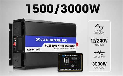 Atem Power W W Peak Power Inverter Pure Sine Wave V Dc To