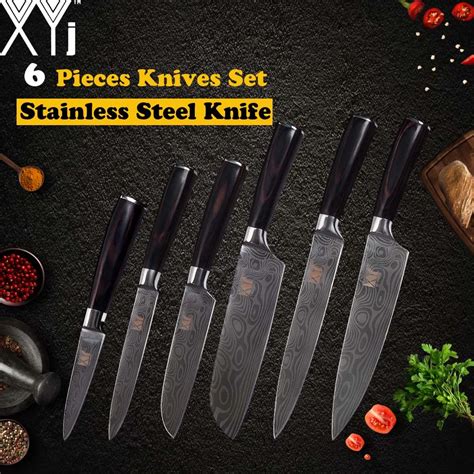 Aliexpress Buy Xyj Stainless Steel Kitchen Knife Set Piece