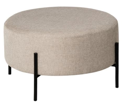 Pouf Rond Moderne En Tissu Avec Pieds En Métal Noir Kamila Couleur