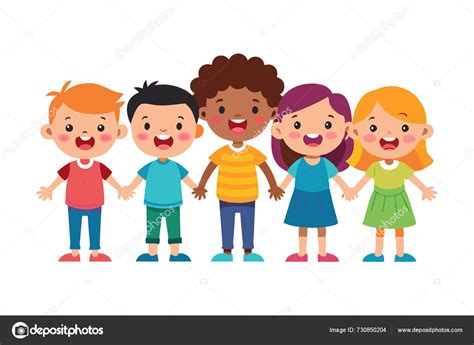 Happy Cartoon Children Singing Together Microphones Illustrating Joyful ...