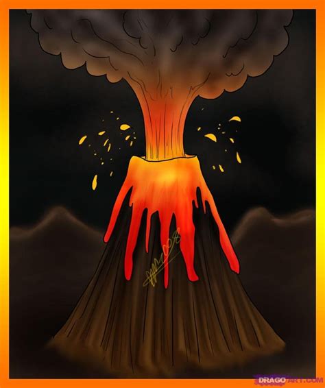 Cartoon Volcano | how to draw a volcano | Volcano drawing, Easy ...