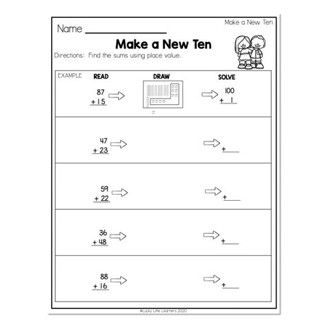 2nd Grade Math Worksheets Place Value Make A New Ten Make A New