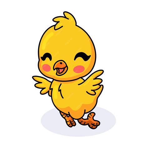 Dibujos Animados Lindo Pollito Amarillo Vector Premium