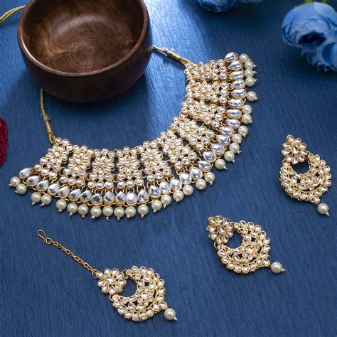 Sukkhi Adorable Gold Plated Choker Necklace Set For Women