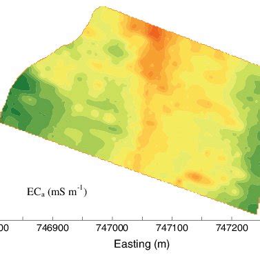 Map Of Apparent Soil Electrical Conductivity Ec A In The Study Field